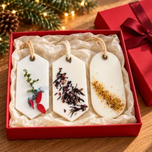 Coffret de trois suspensions parfumées décoratives de Noël