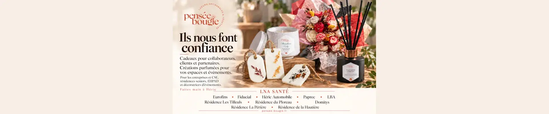 Publicité Pensée Bougie pour cadeaux d’entreprise parfumés